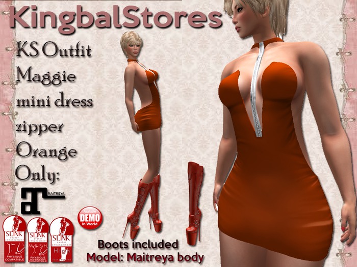 KS OUTFIT MAGGIE MINI DRESS ZIPPER ORANGE