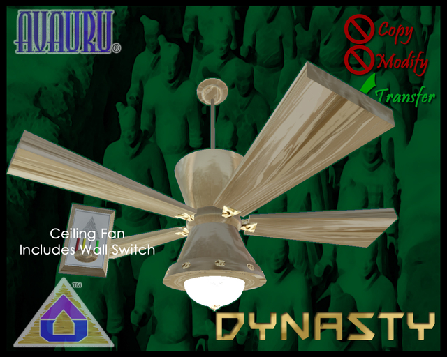 Dynasty Ceiling Fan - Pine & Gold 