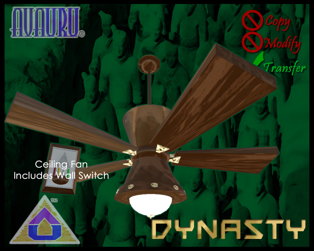Dynasty Ceiling Fan - Oak & Gold 