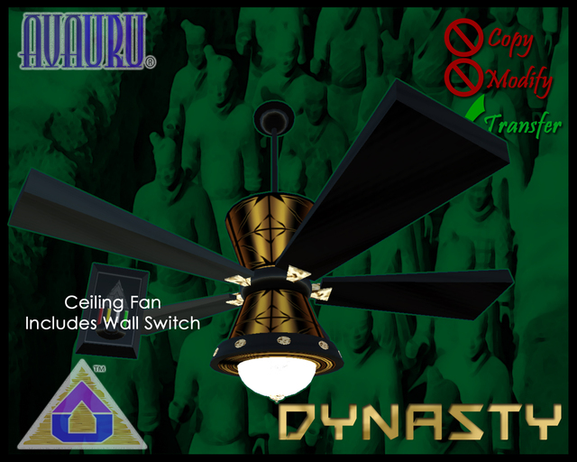 Dynasty Ceiling Fan - Golden Lacquer