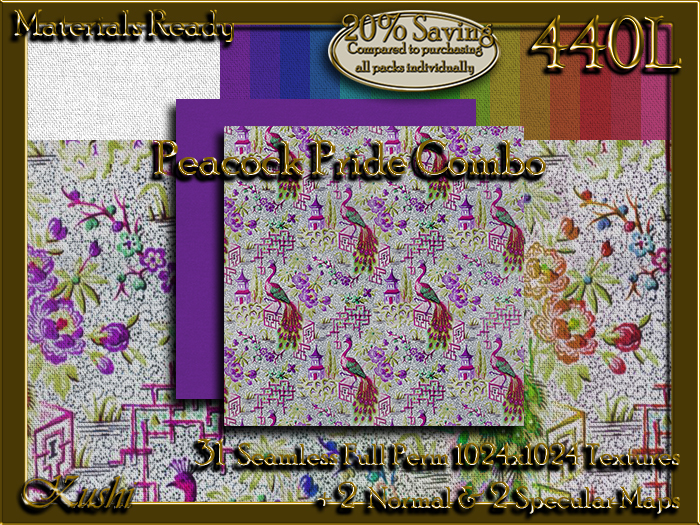 !Kushi! PeacockPrideCOMBO Textures -WEAR TO UNPACK