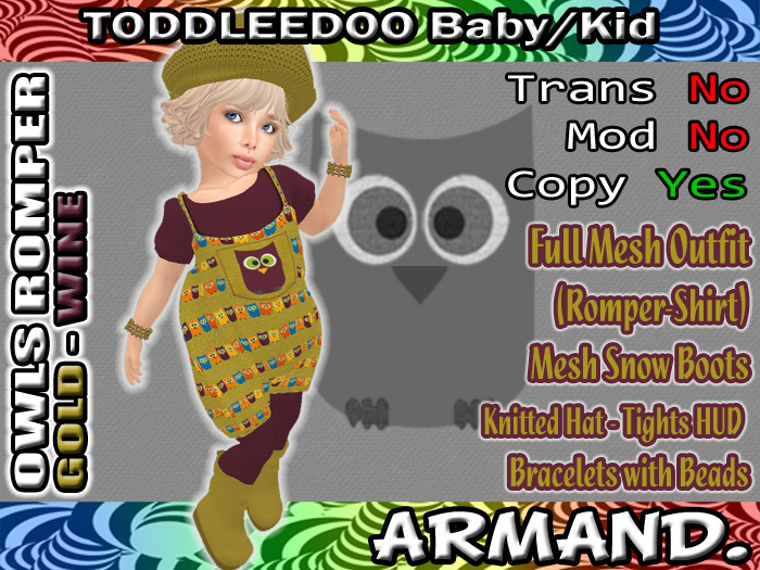 --ARMAND-- OWLS ROMPER - GOLD-WINE