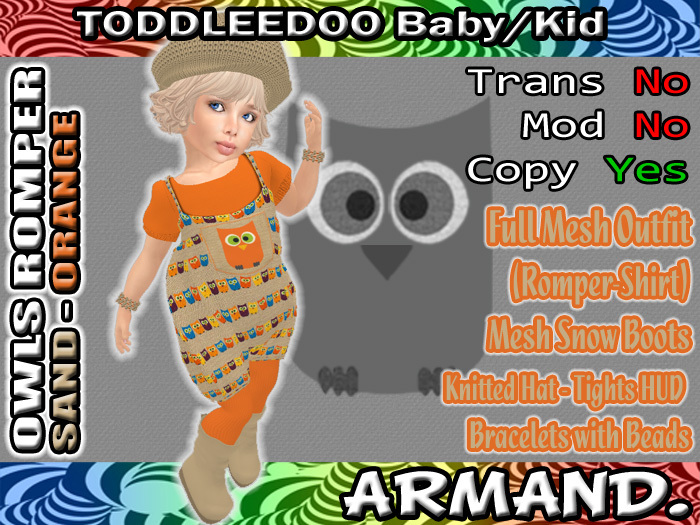 --ARMAND-- OWLS ROMPER - SAND-ORANGE