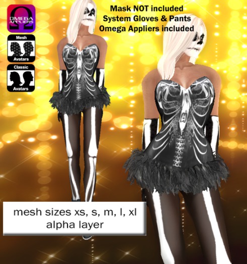 Skeleton mesh corset outfit omega appliers inc