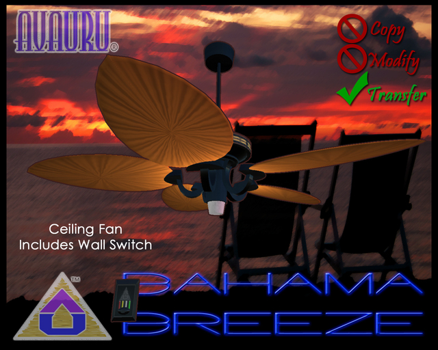 Bahama Breeze Ceiling Fan - Gold Lacquer 