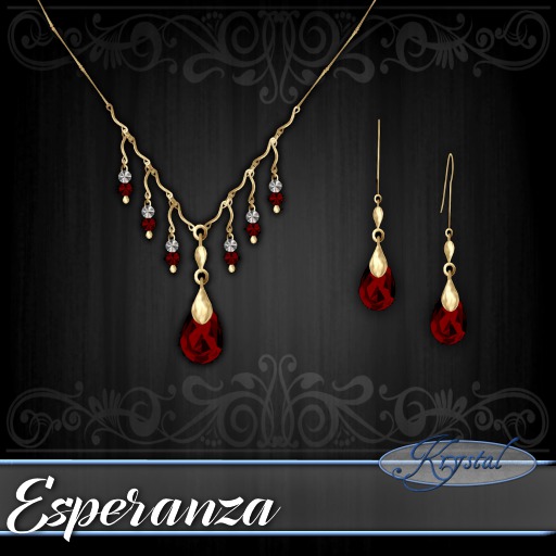 ::: Krystal ::: Esperanza - Jewelry Set - Gold - Ruby