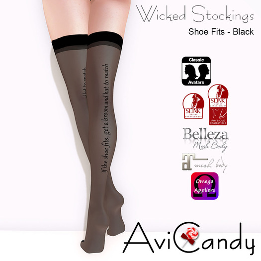 AVICANDY Wicked Stockings - Shoe Fits - Black