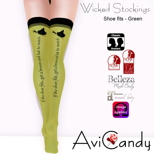 AVICANDY Wicked Stockings - Shoe Fits - Green