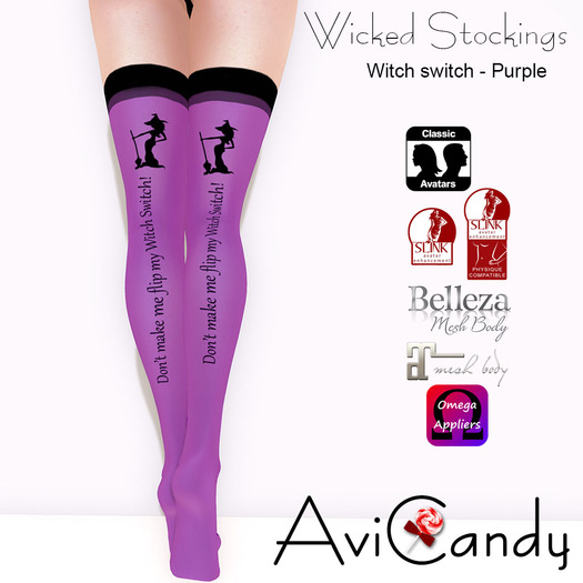AVICANDY Wicked Stockings - Witch Switch - Purple