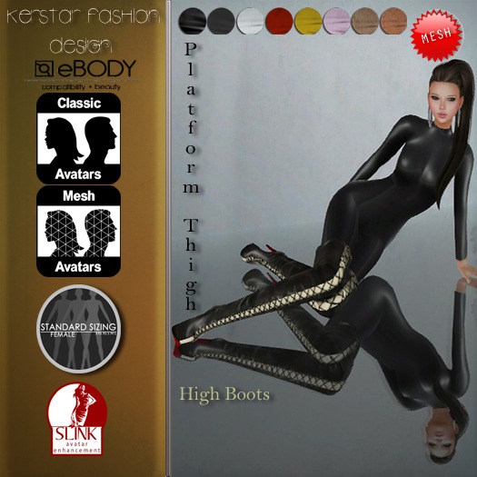 KS Design -Mesh - Platform Thigh High Boots