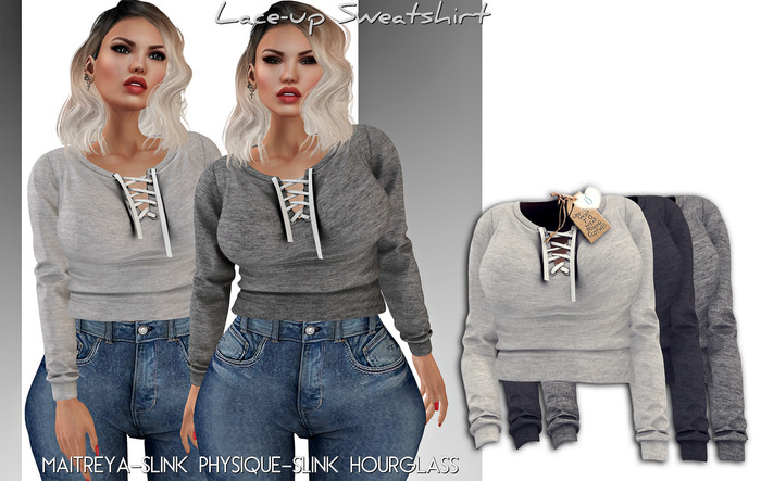 *IS* Lace-up Sweatshirt [MAITREYA/SLINK P/H] GREY PACK