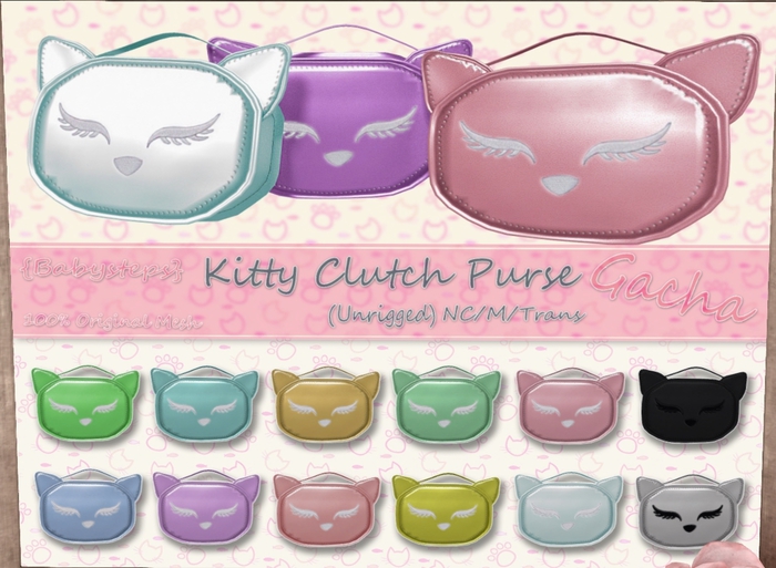 {Babysteps} Cat Purse (Blue)