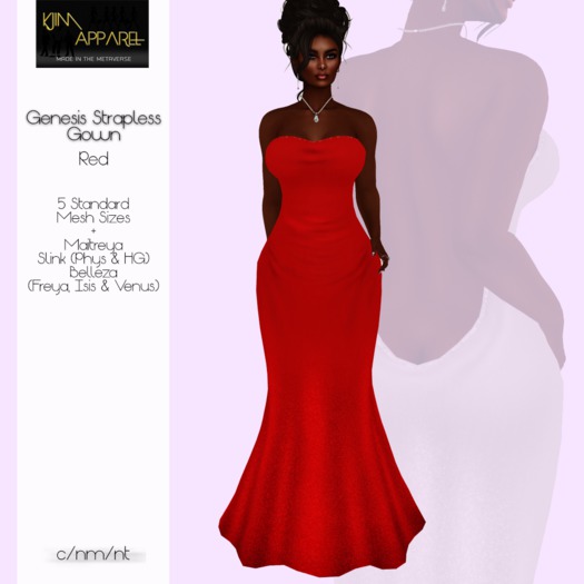 KJIm: Genesis Strapless Mesh Gown Red