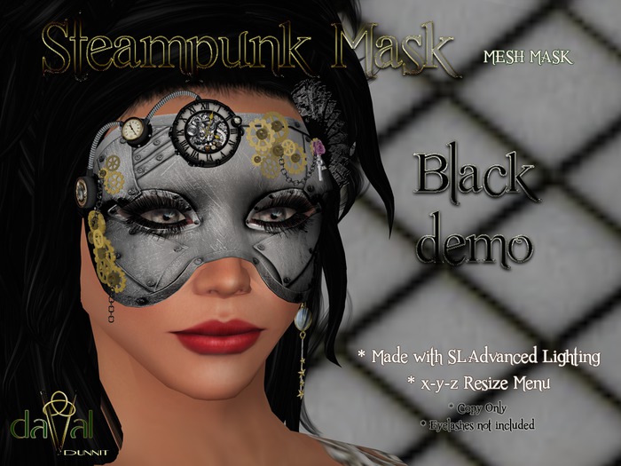 daVal Masks - Steampunk Black Female DEMO (Wear to Unpack)