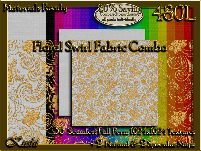 Floral Swirl Combo Fabric Seamless Textures