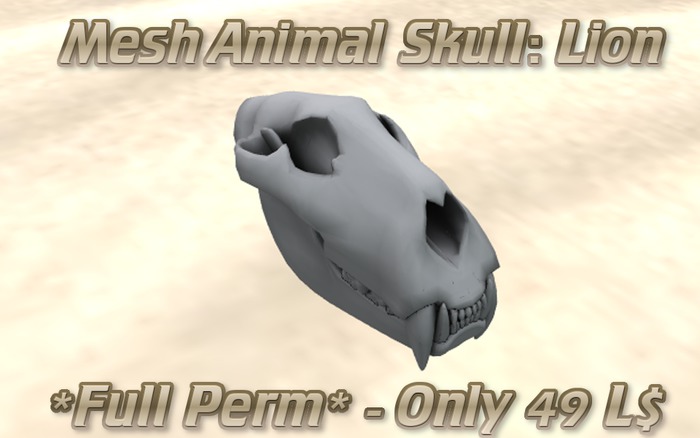 Mesh animal skull (Lion) with textures *FULL PERM*