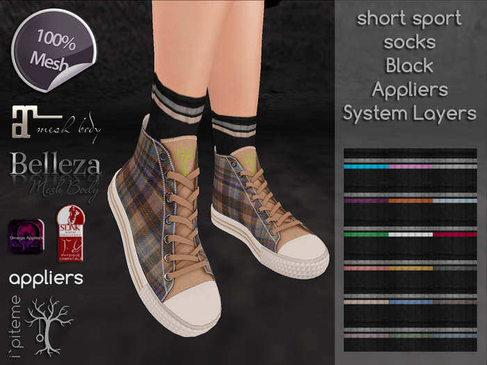 ~i~ Short Sport Socks Black (Add Me)