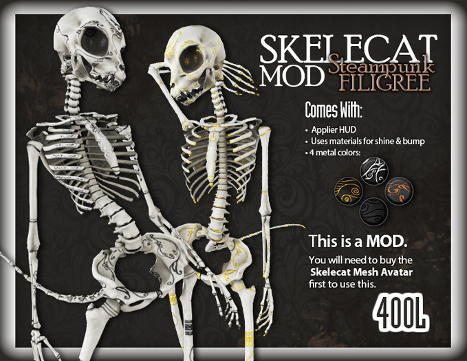 ::Static:: Skelecat Mod - Steampunk Filigree Bare