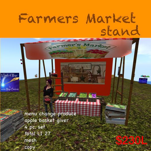 Farmers Market Stand gives apples(crate)