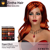 A&A Zintha Hair Red Colors Pack. Rigged mesh long womens hairstyle