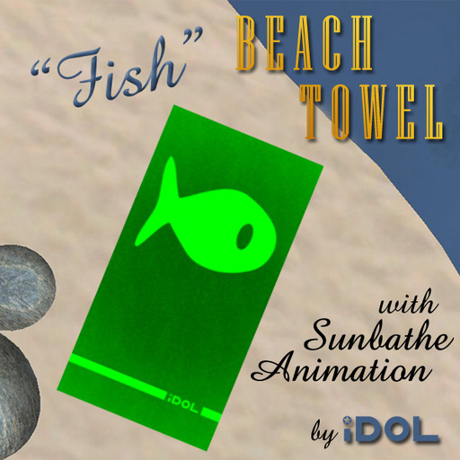 iDOL Beach Towel - Fish (Green) - with sunbathe animation 