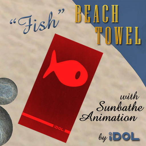 iDOL Beach Towel - Fish (Red) - with sunbathe animation 