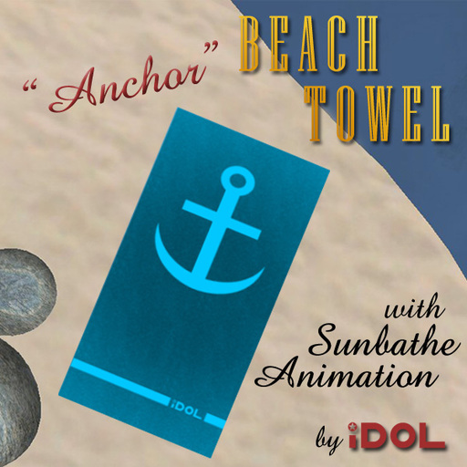 iDOL Beach Towel - Anchor (Blue) - with sunbathe animation 