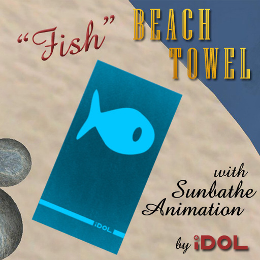 iDOL Beach Towel - Fish (Blue) - with sunbathe animation 