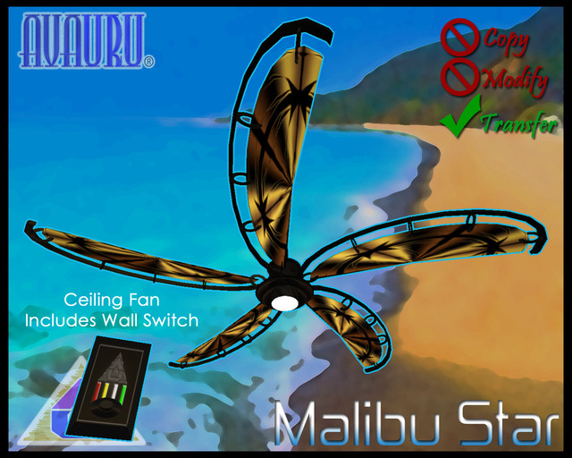 Malibu Star Ceiling Fan - Gold Lacquer 