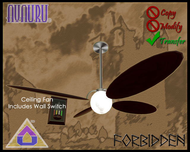 Forbidden Ceiling Fan - Chrome & Cherry 