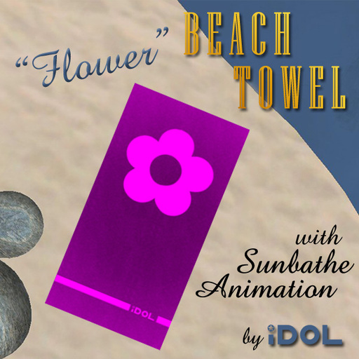 iDOL Beach Towel - Flower (Purple) - with sunbathe animation 