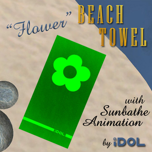 iDOL Beach Towel - Flower (Green) - with sunbathe animation 
