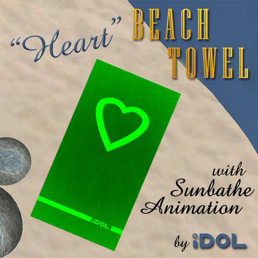 iDOL Beach Towel - Heart (Green) - with sunbathe animation 