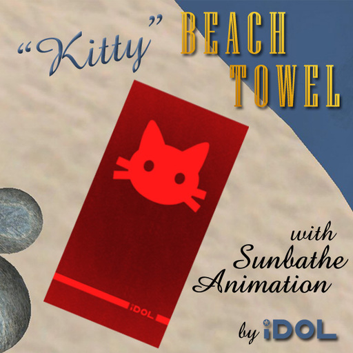 iDOL Beach Towel - Kitty (Red) - with sunbathe animation 