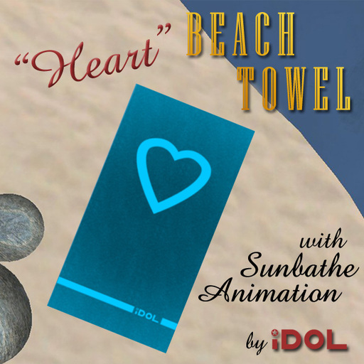 iDOL Beach Towel - Heart (Blue) - with sunbathe animation 