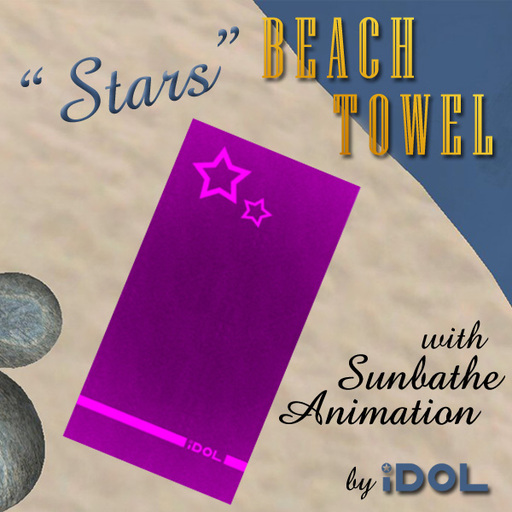 iDOL Beach Towel - Stars (Purple) - with sunbathe animation 