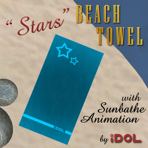 iDOL Beach Towel - Stars (Blue) - with sunbathe animation 