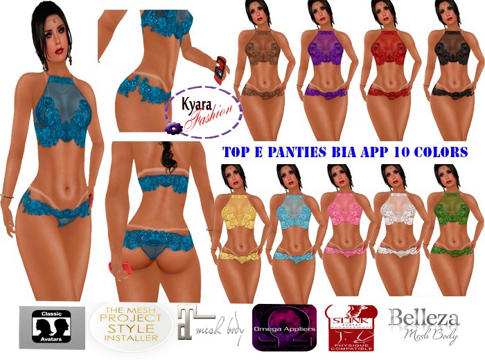 Kyarafashion Bia Top and Panties Lace Applier and Classic10 Colors