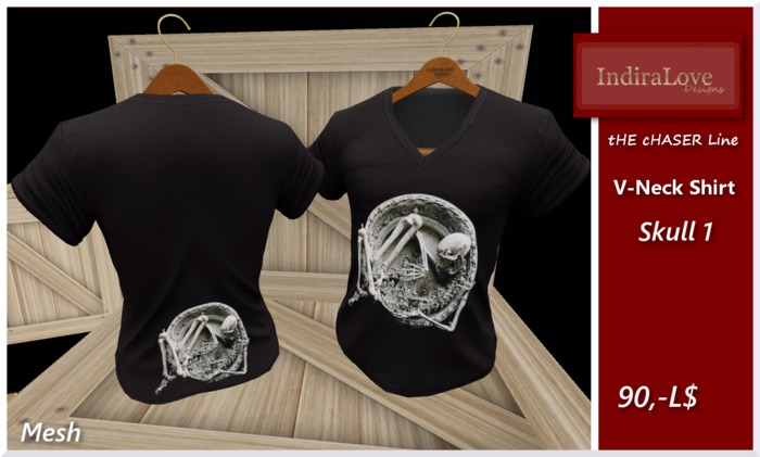 IL~tHe cHASER Line~V-Neck Shirt Skull 1