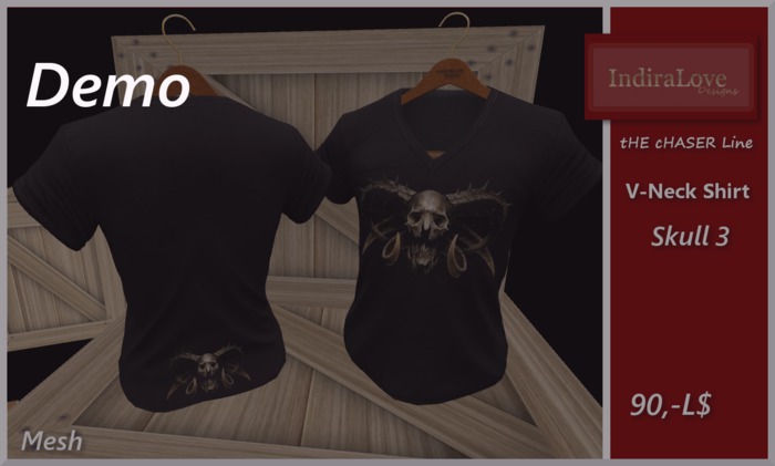 IL~tHe cHASER Line~V-Neck Shirt Skull 3 Demo