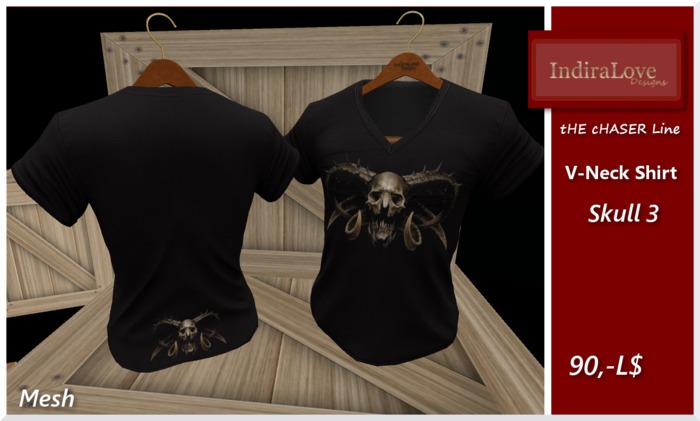 IL~tHe cHASER Line~V-Neck Shirt Skull 3