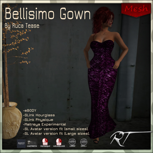 Ruca Tease Bellisimo Gown Fuschia Open me