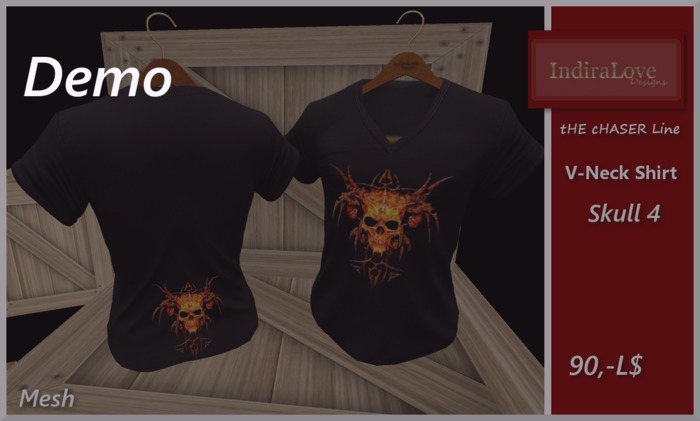 IL~tHe cHASER Line~V-Neck Shirt Skull 4 Demo