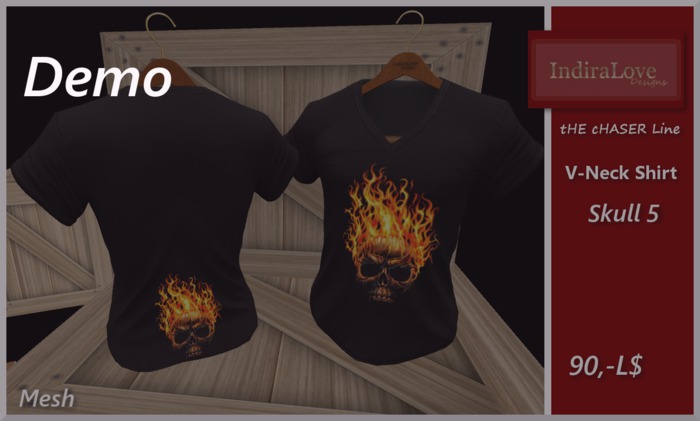 IL~tHe cHASER Line~V-Neck Shirt Skull 5 Demo