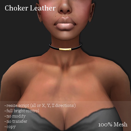 Choker Leather Plate Gold       -RYCA-