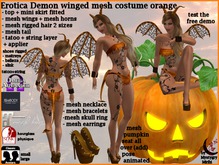 Erotica demon wings costume orange fitmesh slink maitreya ebody