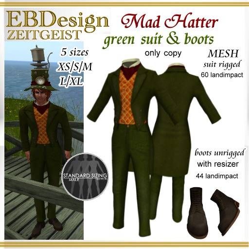 EBDesign Mad Hatter Suit & Boots green