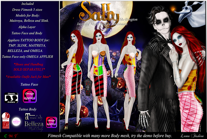 -Lamu Fashion-Outfit Costume *SALLY* Skellington DEMO