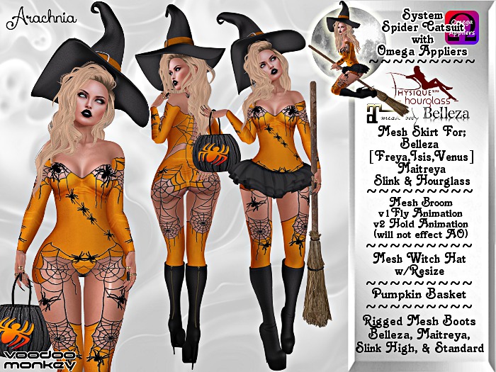[VM] Arachnia - Partial Mesh Halloween Witch Costume 