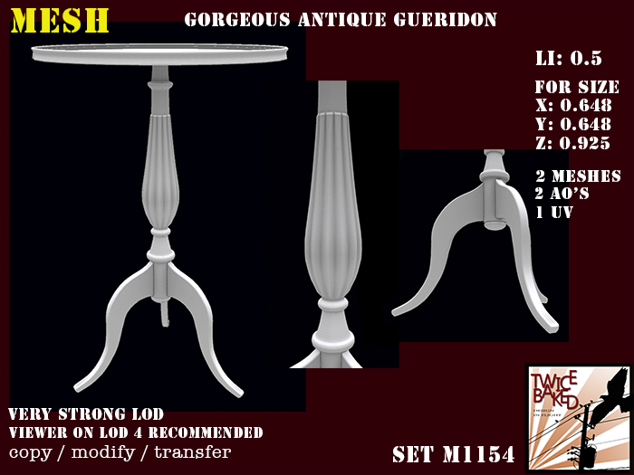 "TB" Elegant Antique Gueridon - side table, FP Mesh, Li: 0.5 M1154